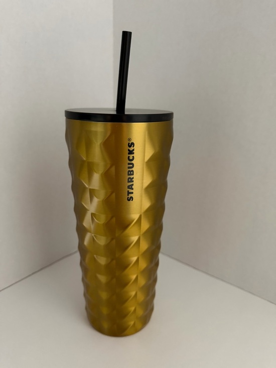 Starbucks Other - Starbucks Gold Textured Tumbler with Black Lid and Straw